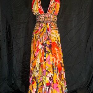 Multicolor Halter Maxi Dress